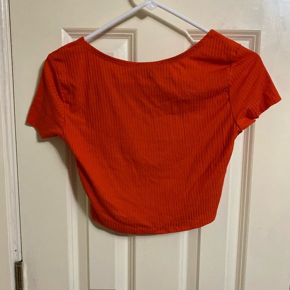 NWOT Primark Orange Front Knot Crop Top - Picture 2 of 3